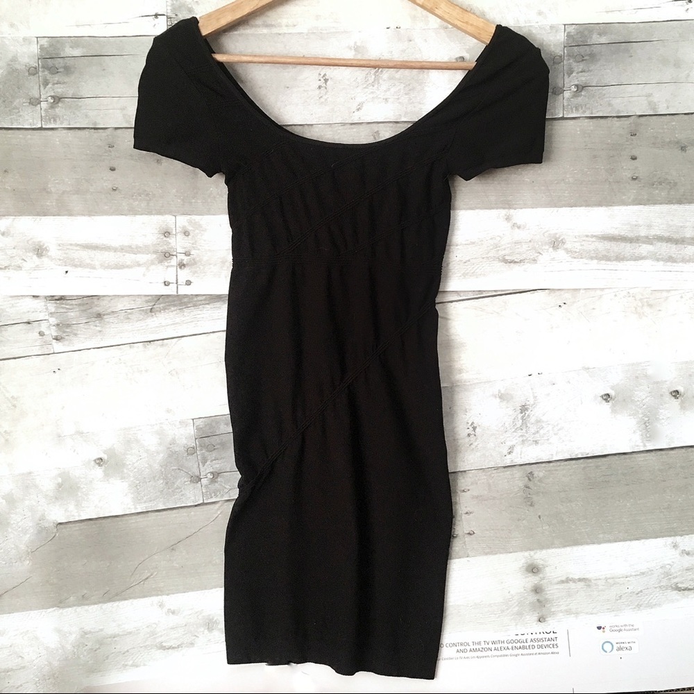 Bebe textured black bandage minidress